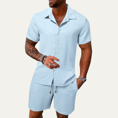 Men's Breathable Soft Summer Set Shirt Shorts