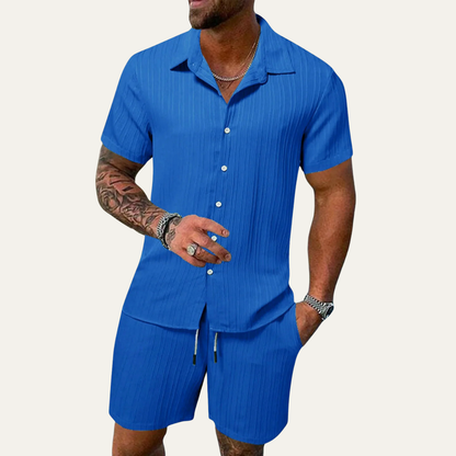 Men's Breathable Soft Summer Set Shirt Shorts