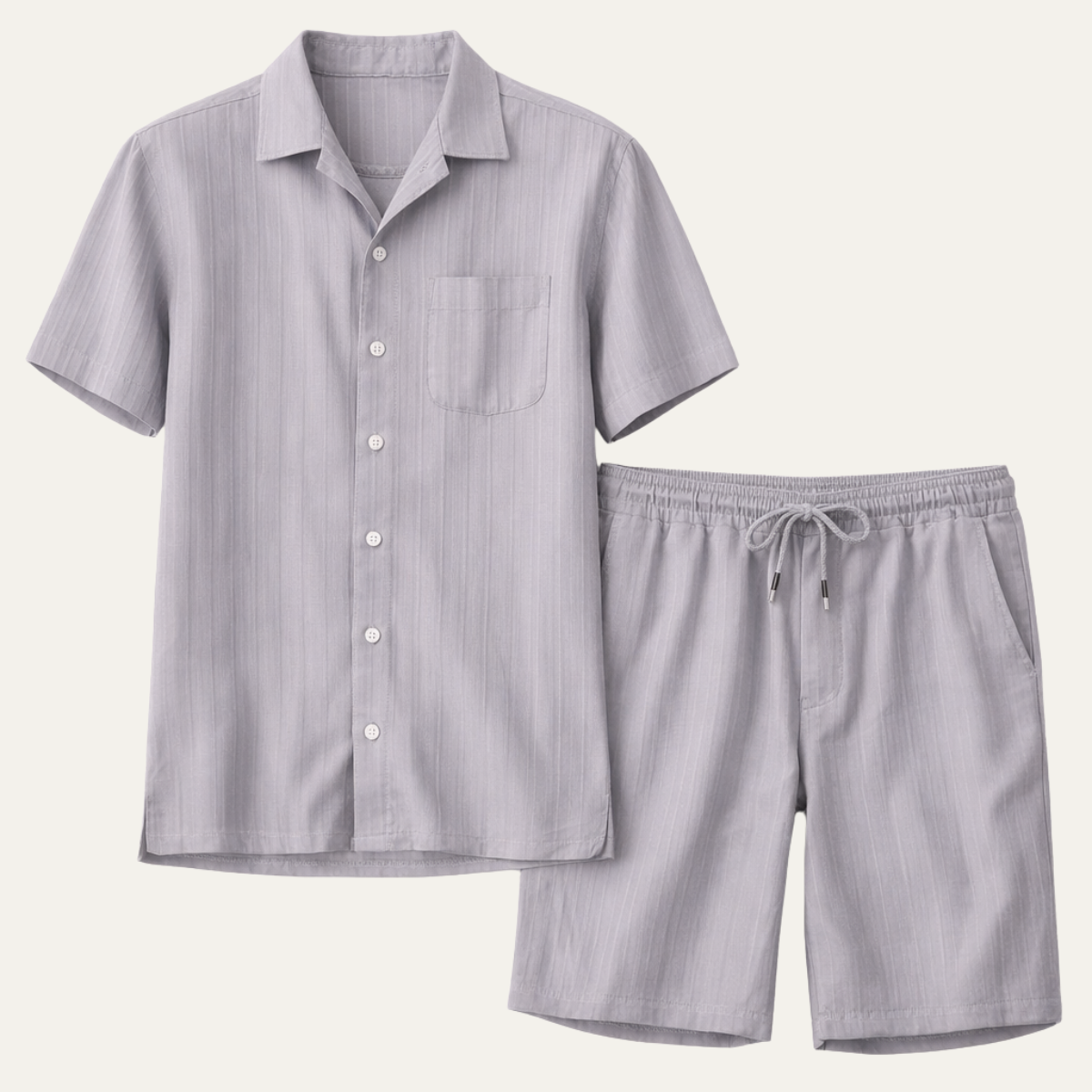 Men's Breathable Casual Shirt And Shorts Set - Fashinoza