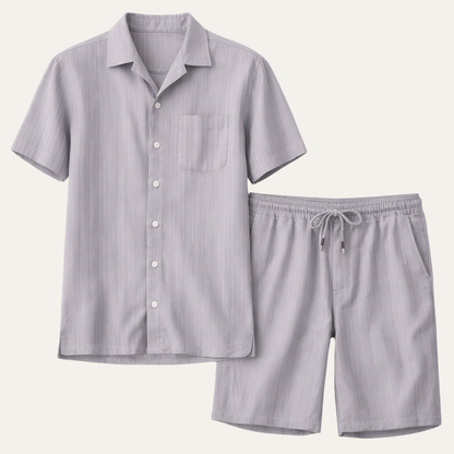 Men's Breathable Casual Shirt And Shorts Set - Fashinoza