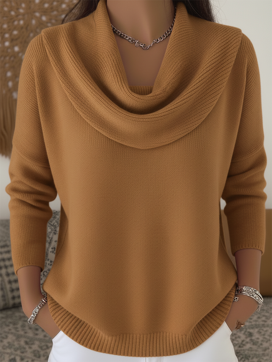 Women's Long Sleeve Cowl Neck Sweater