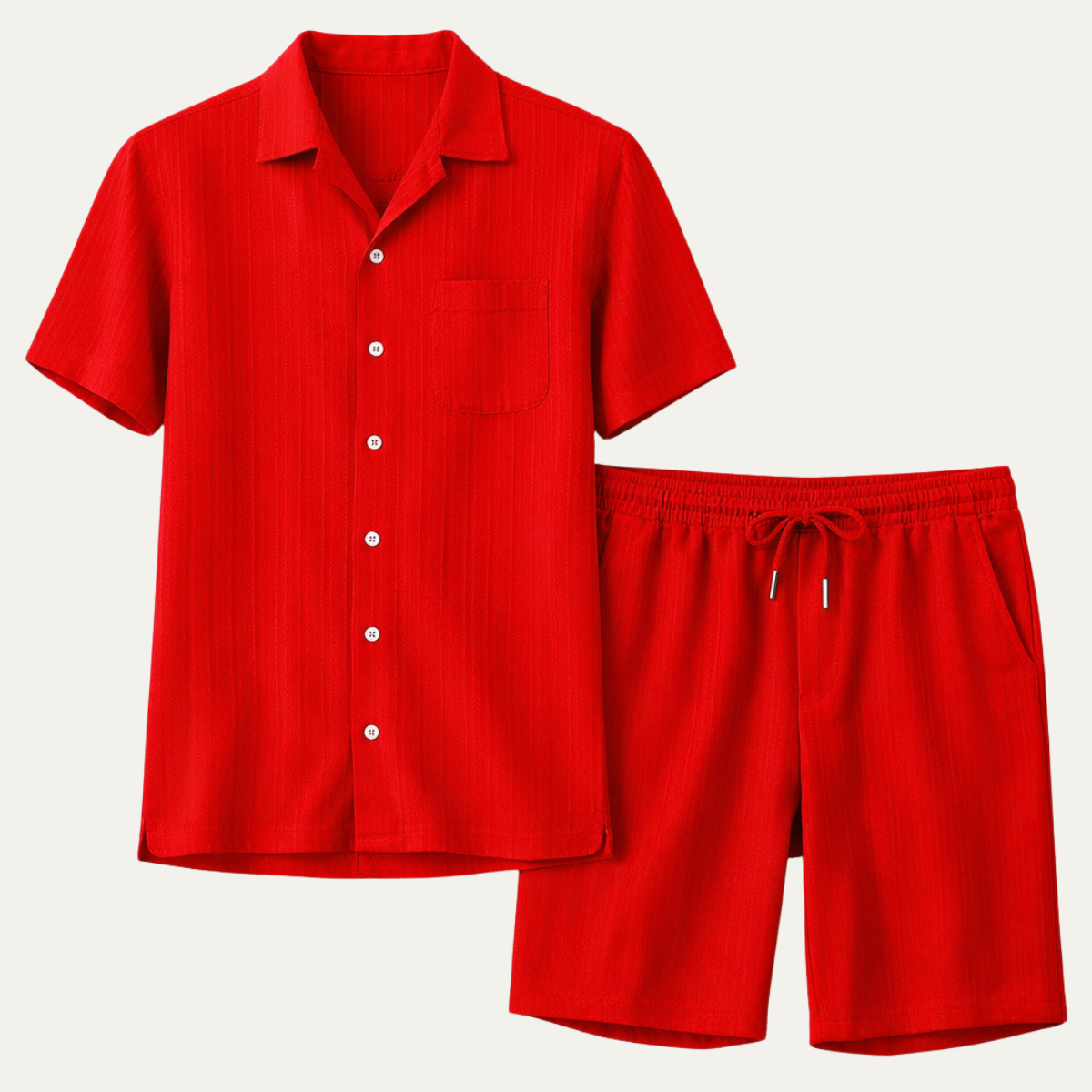 Mens Breathable Summer Shirt And Shorts Set - Fashinoza