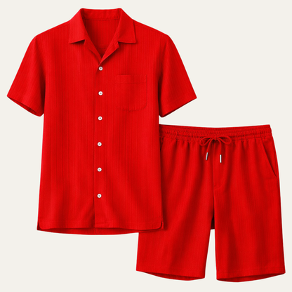 Mens Breathable Summer Shirt And Shorts Set - Fashinoza