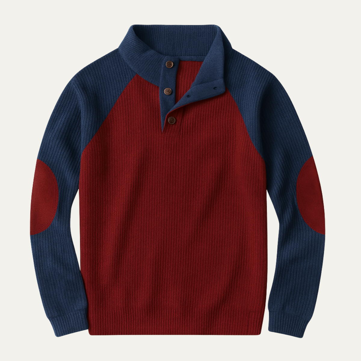 Men's Corduroy Sweater Colorblock Stand Up Collar - Fashinoza