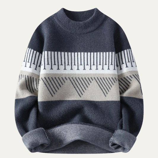 Men's Warm Pattern Sweater Blue - Fashinoza
