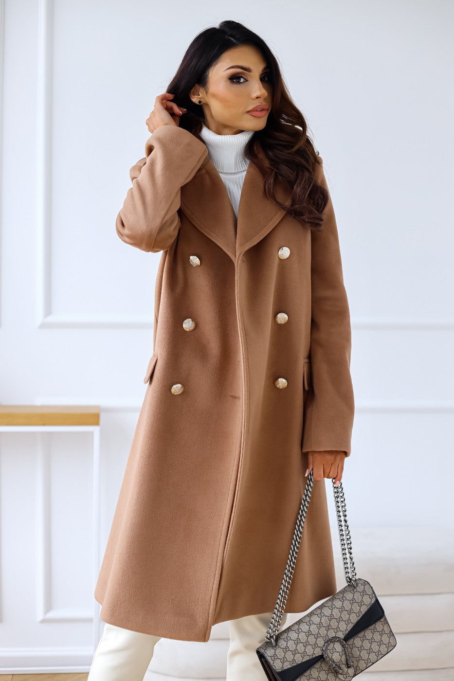 Women's Wool Trench Coat Double-Breasted 2-Piece