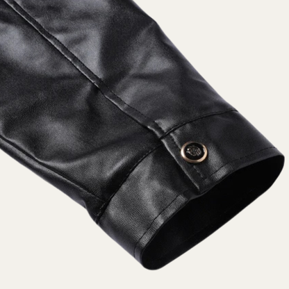 Men's Leather Biker Jacket Fleece Lined Retro Style