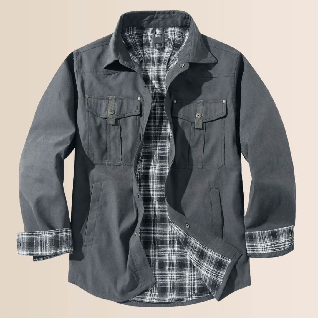 Men's Plaid Flannel Jacket - Fashinoza