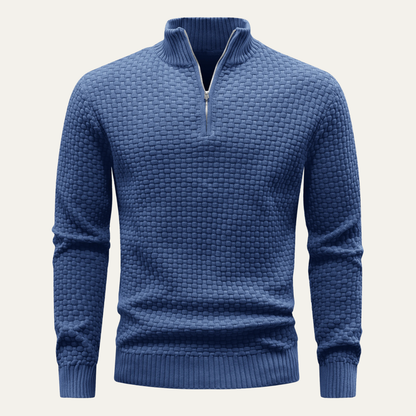 Men's Knitted Sweater Warm Half Zip Winter Beige