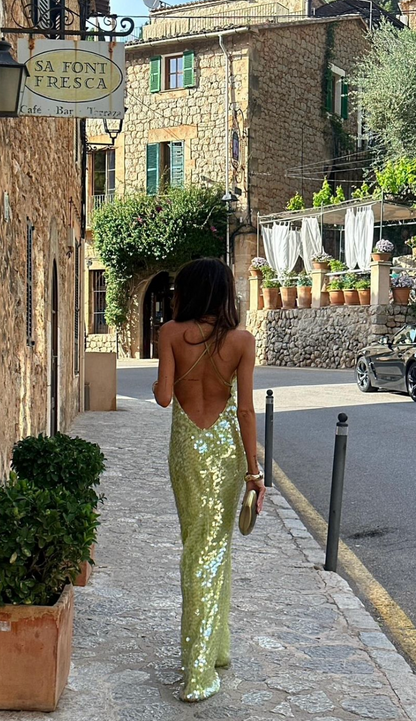 Women's Sequin Backless Evening Dress