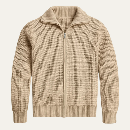 Men's Chunky Knit Full Zip Sweater - Fashinoza