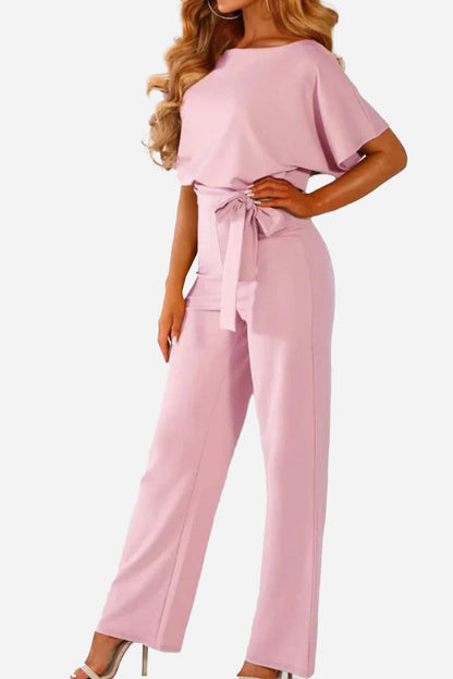 Stella Women's Wide Leg Jumpsuit Belted Batwing Sleeves