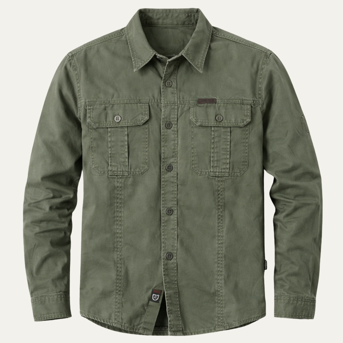 Men's Cotton Cargo Shirt Solid Color Multi Pocket - Fashinoza