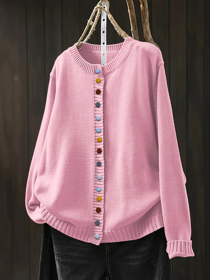 Women's Cardigan Multi-Color Buttons - Fashinoza