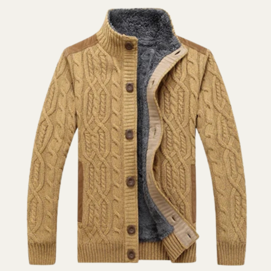 Men's Wool Cardigan Zip Up Fleece Knit - Fashinoza