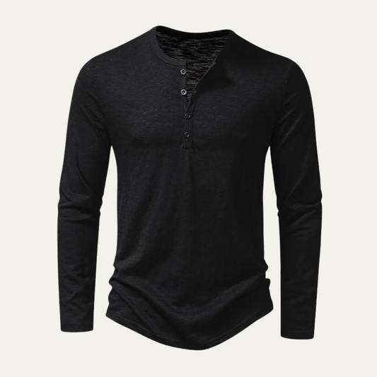 Men's Cotton Henley T Shirt Casual Button Neck - Fashinoza