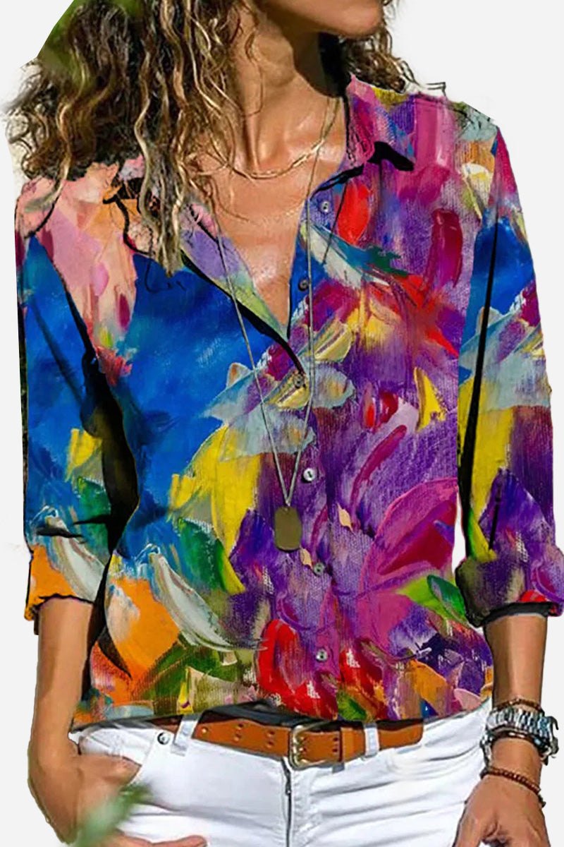 Women's Striped Button Down Long Sleeve Shirt