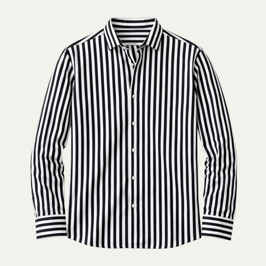 Men's Casual Striped Button-Down Shirt - Fashinoza