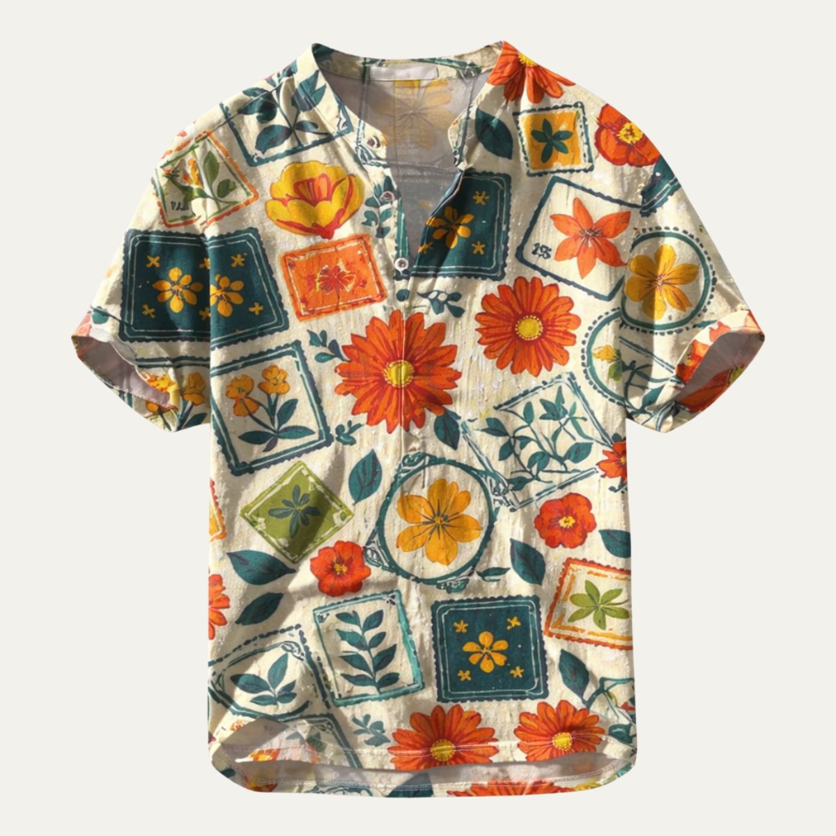 Men's Hawaiian Button Up Shirt Tropical Print - Fashinoza