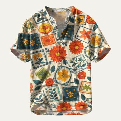 Men's Hawaiian Button Up Shirt Tropical Print - Fashinoza