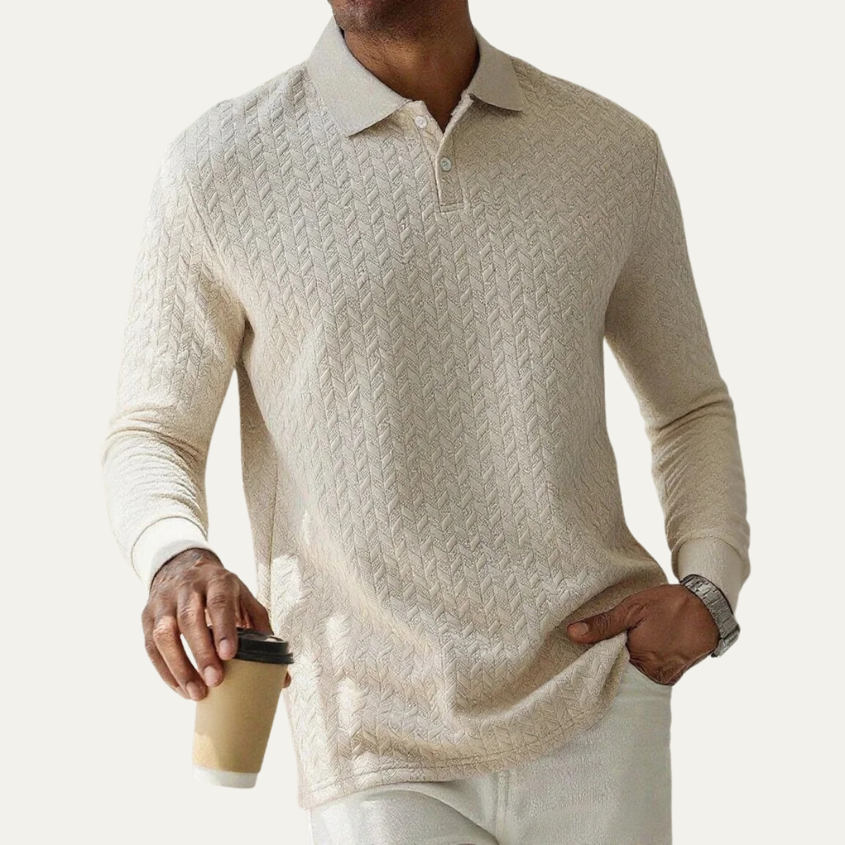 Men's Polo Sweater Casual Knit Navy Blue