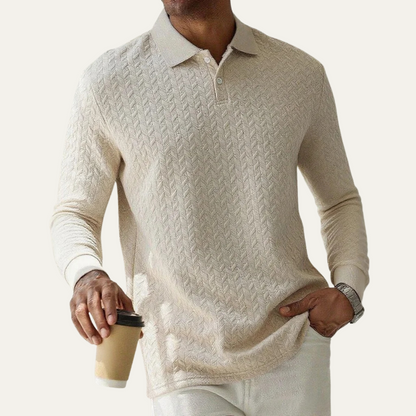 Men's Polo Sweater Casual Knit Navy Blue