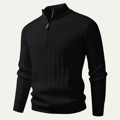 Men's Half Zip Knitted Sweater Ribbed Pullover