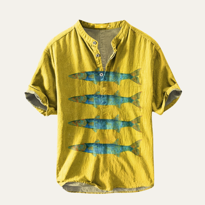 Men's Hawaiian Button Up Shirt Tropical Print - Fashinoza