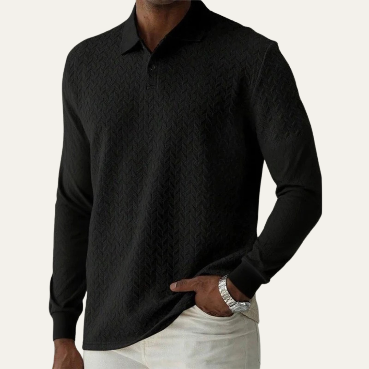 Men's Polo Sweater Casual Knit Navy Blue
