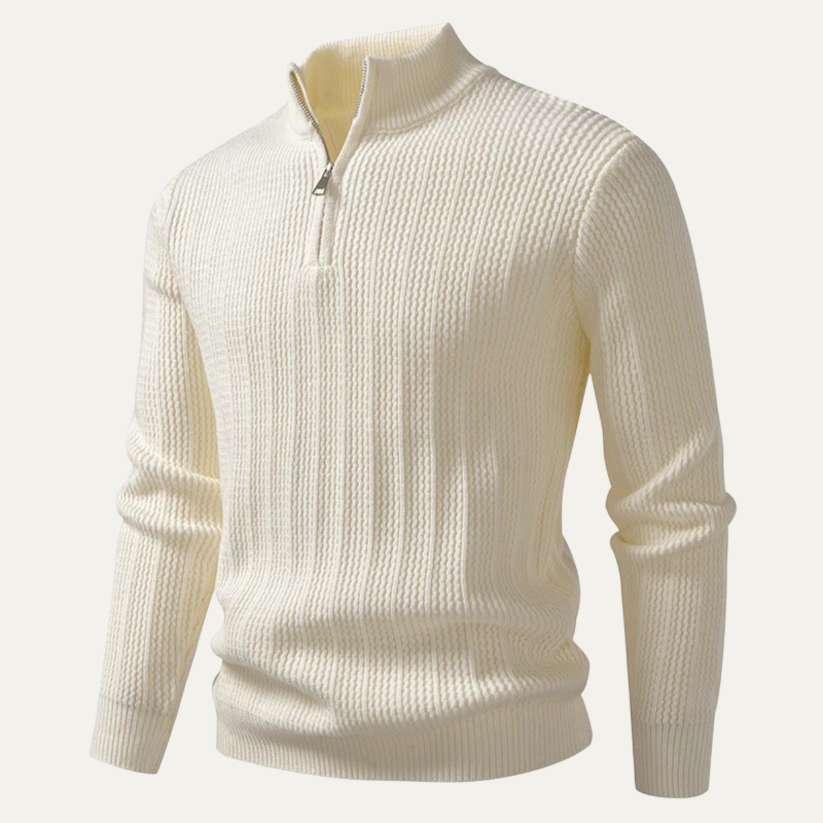 Men's Half Zip Knitted Sweater Ribbed Pullover