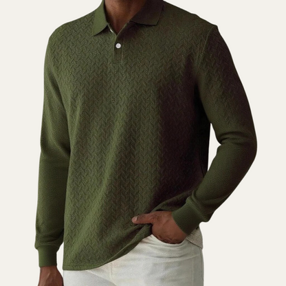 Men's Polo Sweater Casual Knit Navy Blue