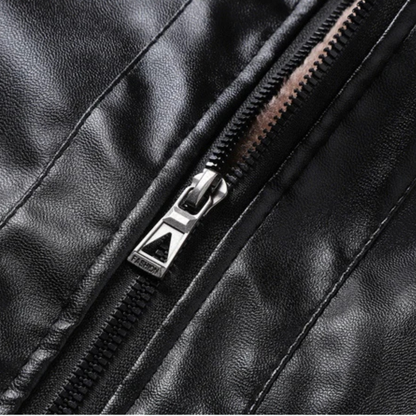 Men's Leather Biker Jacket Fleece Lined Retro Style