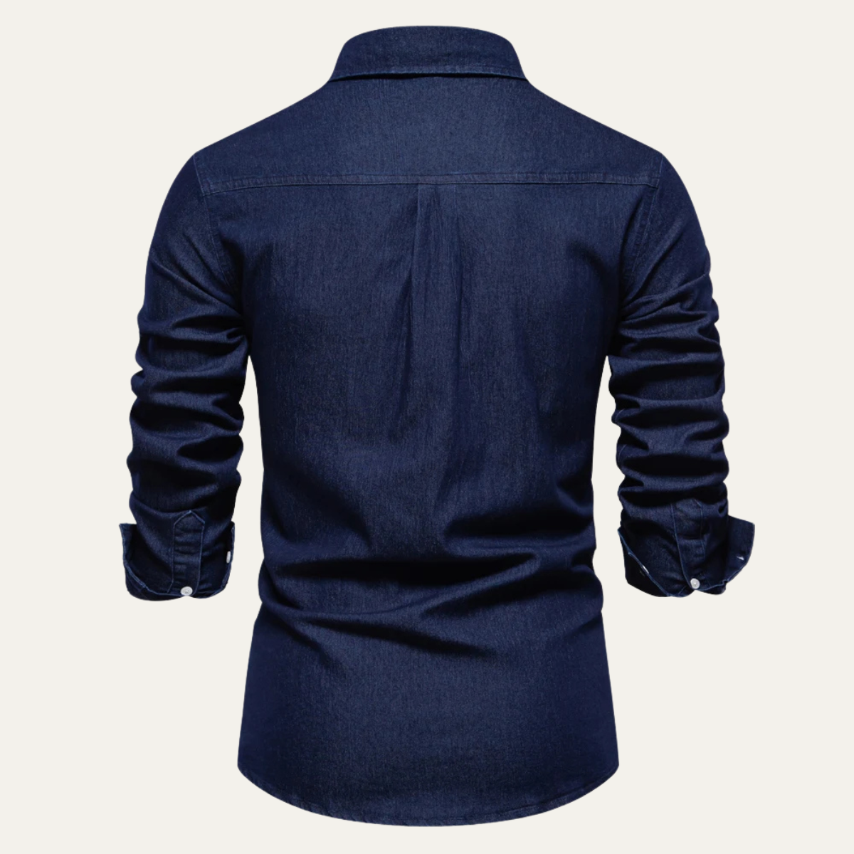 Men's Slim Fit Denim Shirt Double Pockets Blue