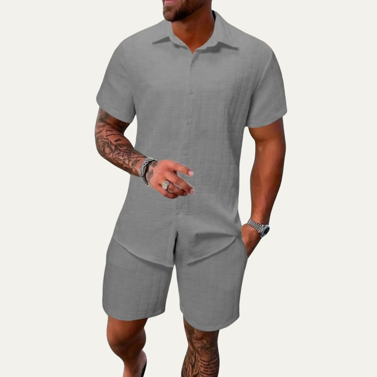 Men's Summer Shirt And Shorts Set