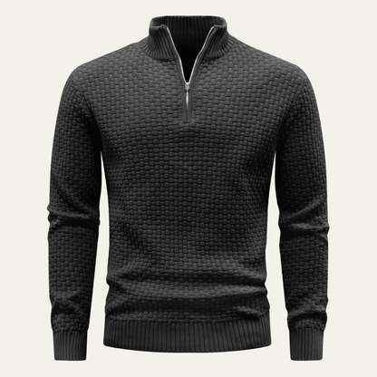 Men's Knitted Sweater Warm Half Zip Winter Beige