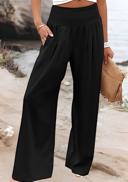 Women's Wide Leg Beach Pants Elastic Waist