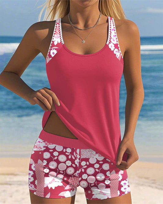 Women's Floral Two-Piece Swimsuit Comfortable Fit - Fashinoza