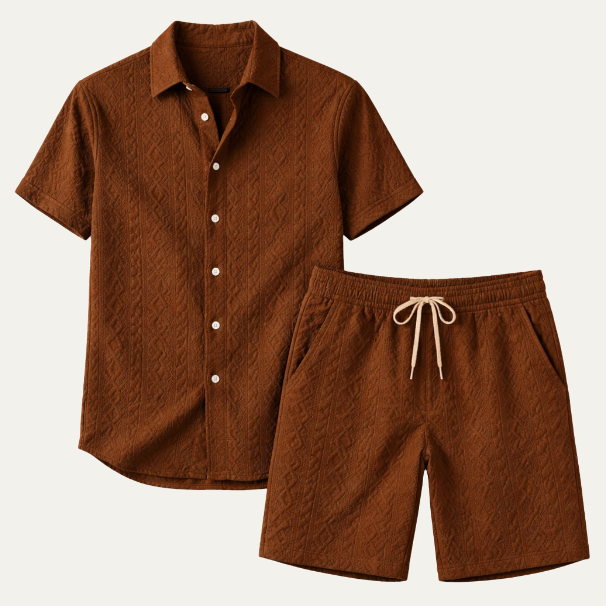Men's Knitted Summer Set Shirt And Shorts - Fashinoza