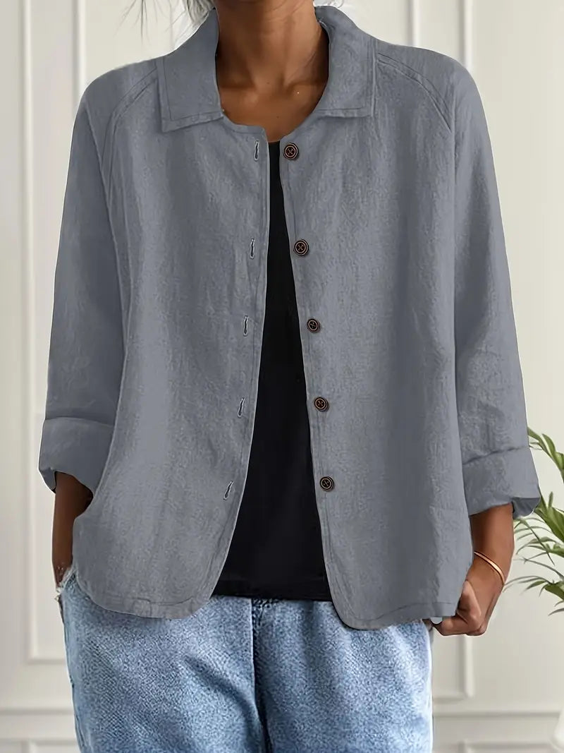 Women's Button Front Collared Blouse