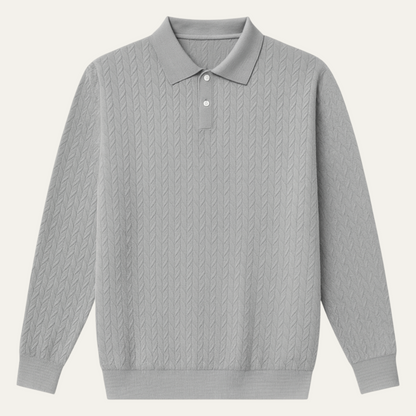 Men's Polo Sweater Casual Knit Navy Blue - Fashinoza