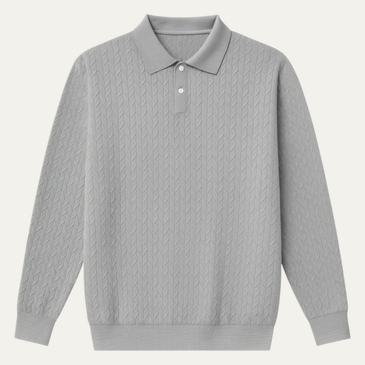 Men's Polo Sweater Casual Knit Navy Blue - Fashinoza