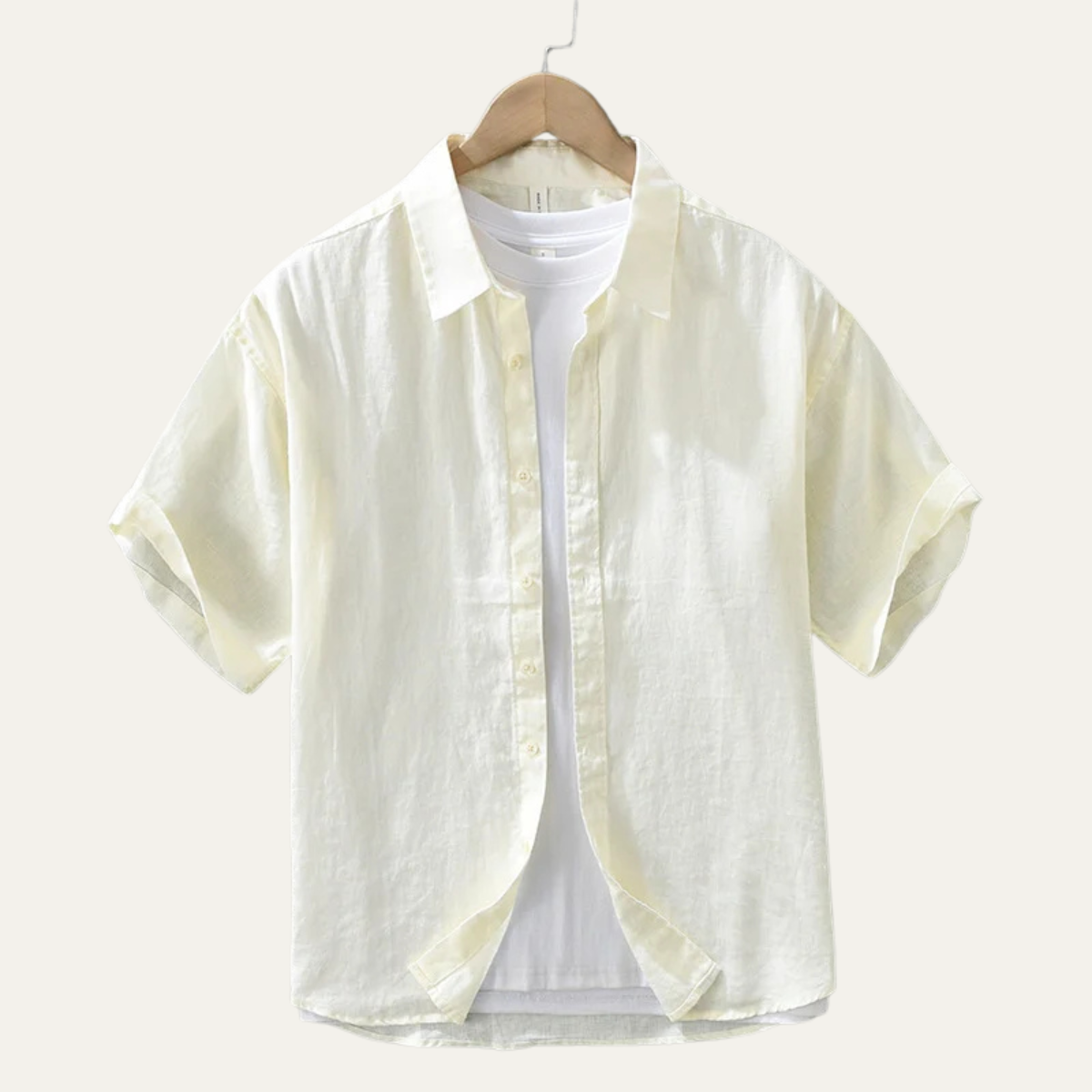 Men's Linen Slim Fit Shirt Breathable Beige