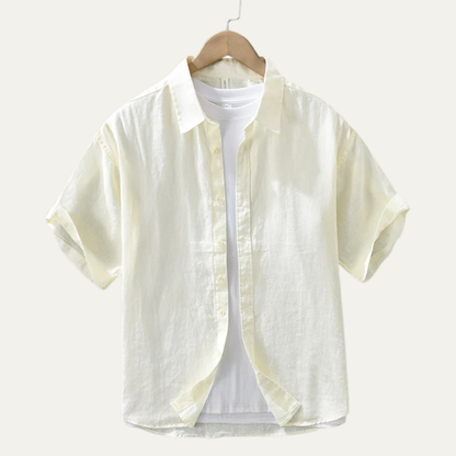 Men's Linen Slim Fit Shirt Breathable Beige