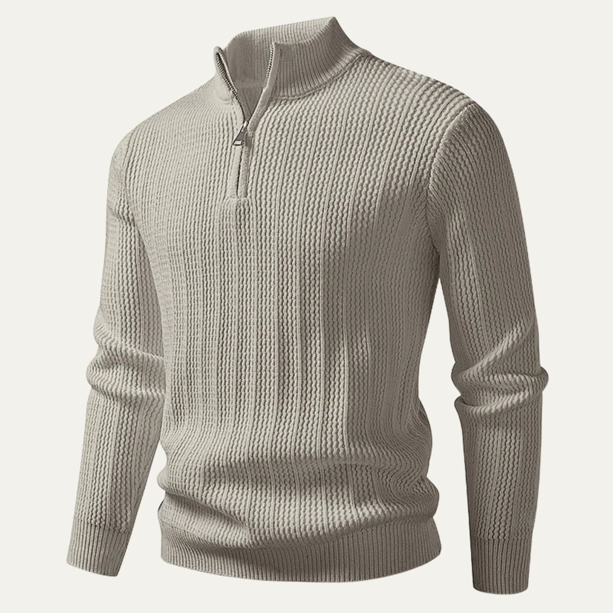 Men's Half Zip Knitted Sweater Ribbed Pullover