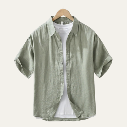 Men's Linen Slim Fit Shirt Breathable Beige