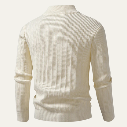 Men's Half Zip Knitted Sweater Ribbed Pullover