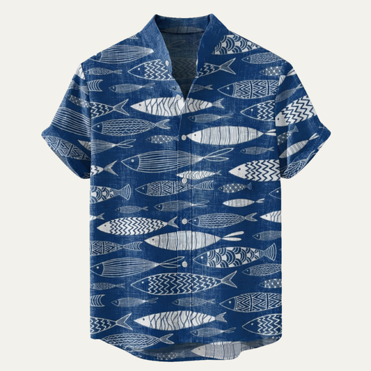 Men's Linen Hawaiian Shirt Retro Beach Style - Fashinoza