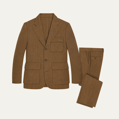 Men's Tweed Suit Herringbone 3 Piece - Fashinoza