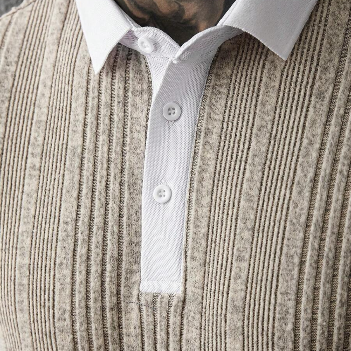 Men's Ribbed Knit Polo Shirt