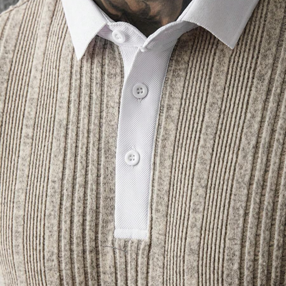 Men's Ribbed Knit Polo Shirt